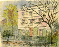 George Eliot’s school in Coventry. Watercolour by Sydney Bunney, 1918